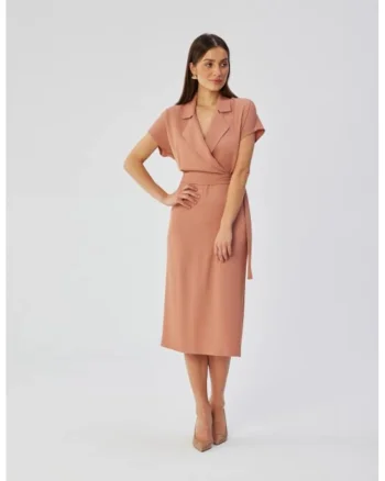 Rochie midi cu guler,, Rosu