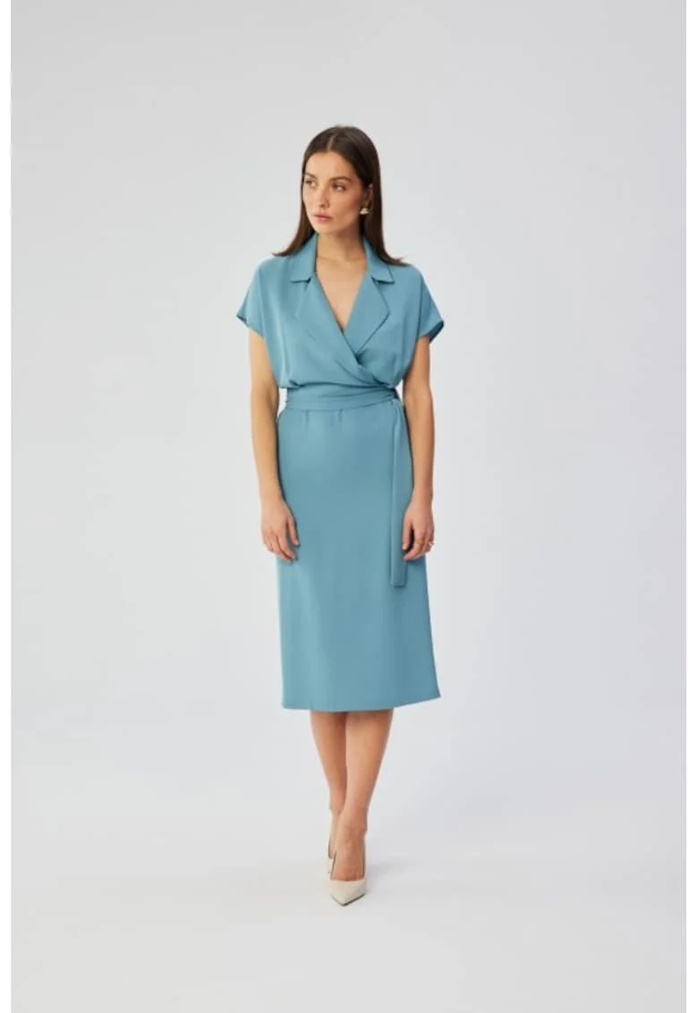 Rochie midi cu guler,, Albastru