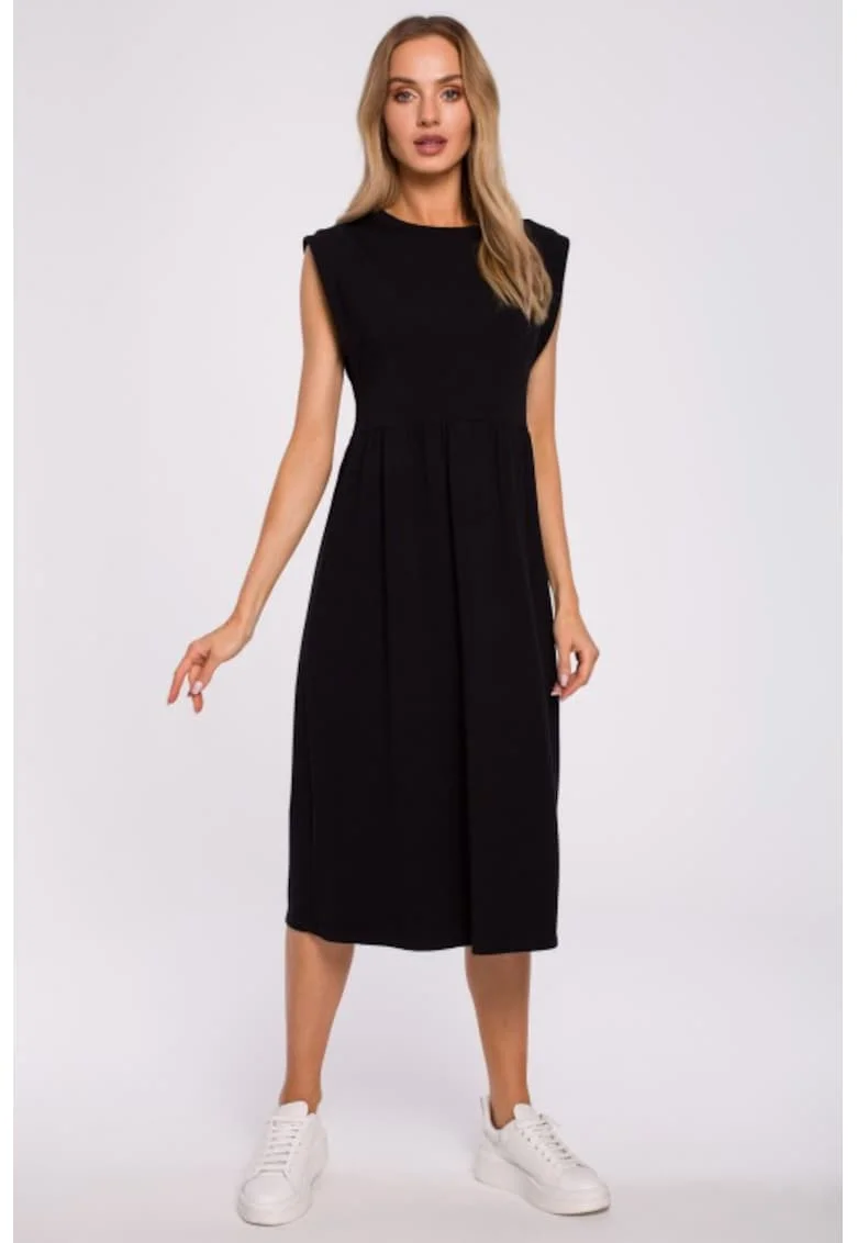 Rochie midi cu maneci decorative,, Negru