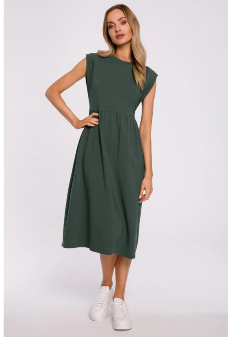 Rochie midi cu maneci decorative,, Verde