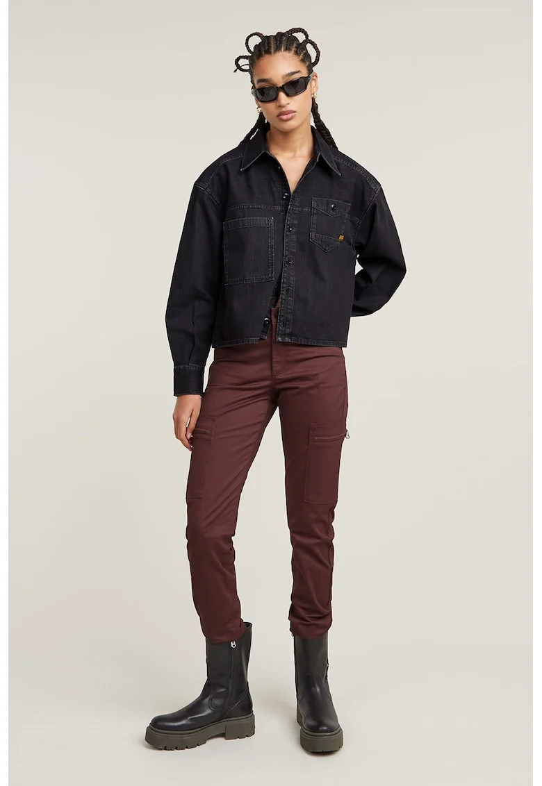 Pantaloni cargo skinny, Maro cognac