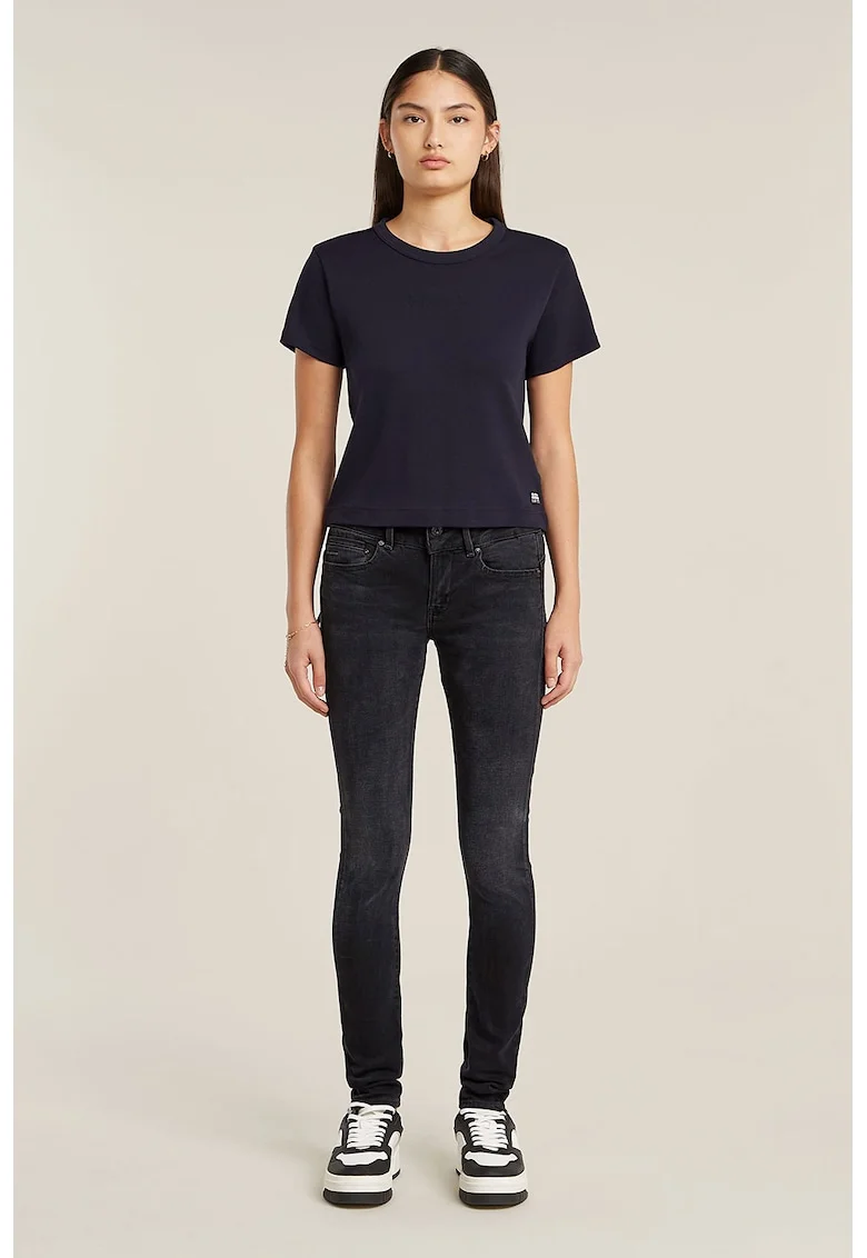 Tricou crop de bumbac organic, Bleumarin