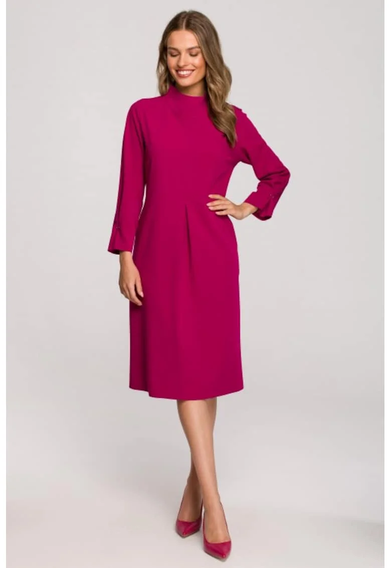 Rochie midi cu guler inalt,, Roz