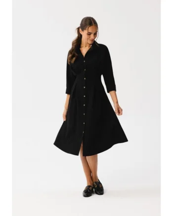 Rochie Emery cu pliuri in talie,, Negru
