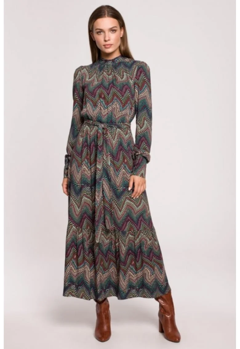Rochie maxi feminina cu volane,, Multicolor