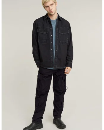 Pantaloni cargo regular fit, Negru