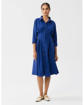 Rochie Emery cu pliuri in talie,, Albastru