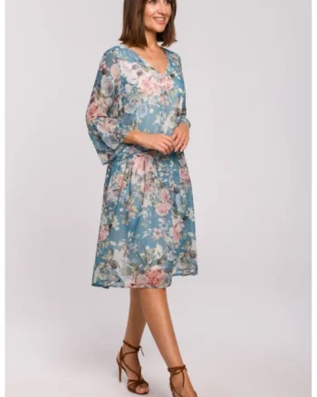 Rochie din sifon cu talie coborata,, Multicolor