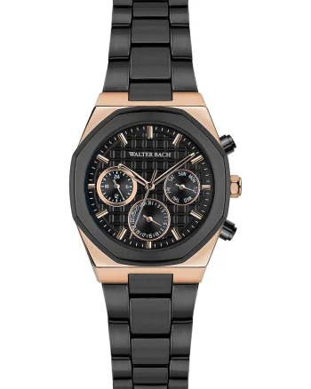 Ceas quartz cu bratara din otel inoxidabil, Auriu roseqwxzg, Auriu rose/Negru