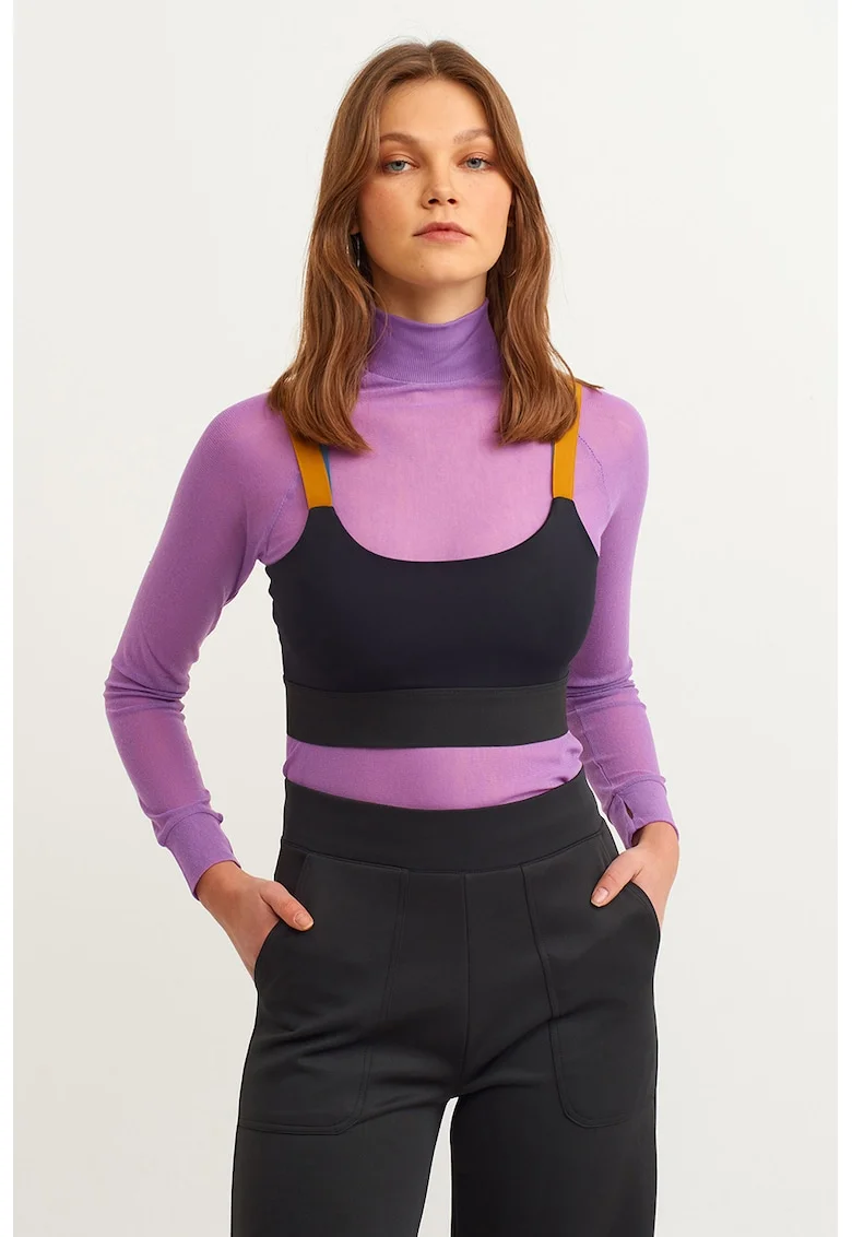 Bluza slim-fit cu guler fit, Lila