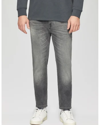 Blugi conici cu aspect decolorat, Gri inchis