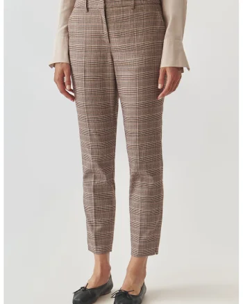 Pantaloni conici cu model, Rosu/Bej/Albastru