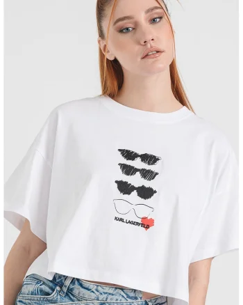 Tricou supradimensionat crop cu imprimeu, Negru stins/Alb optic