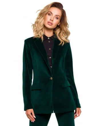Sacou dama cu curea,  Bumbac/Poliester, Verde