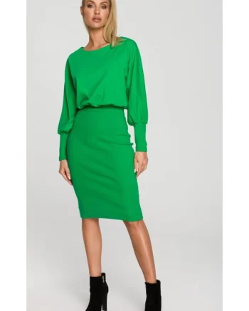 Rochie rosie din bumbac cu tesatura moale, Verde