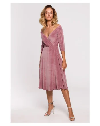 Rochie midi, Bumbac, Roz