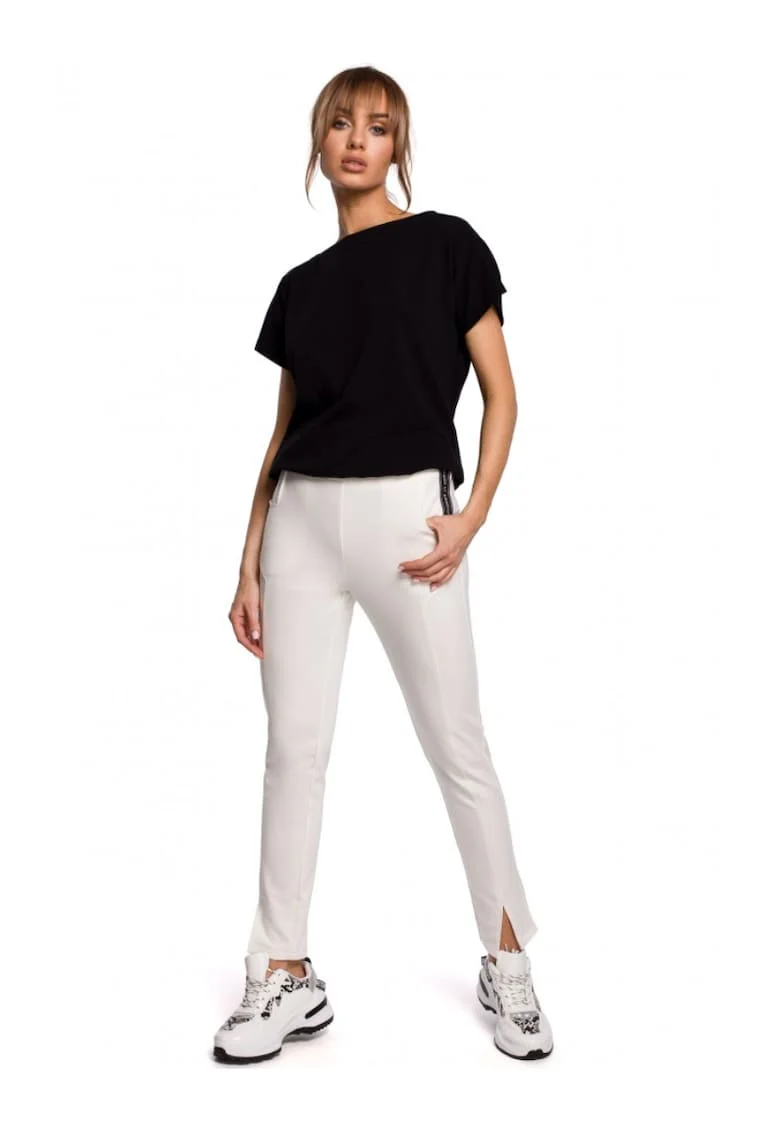 Pantaloni dama, Bumbac/Elastan, Alb