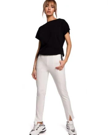 Pantaloni dama, Bumbac/Elastan, Alb