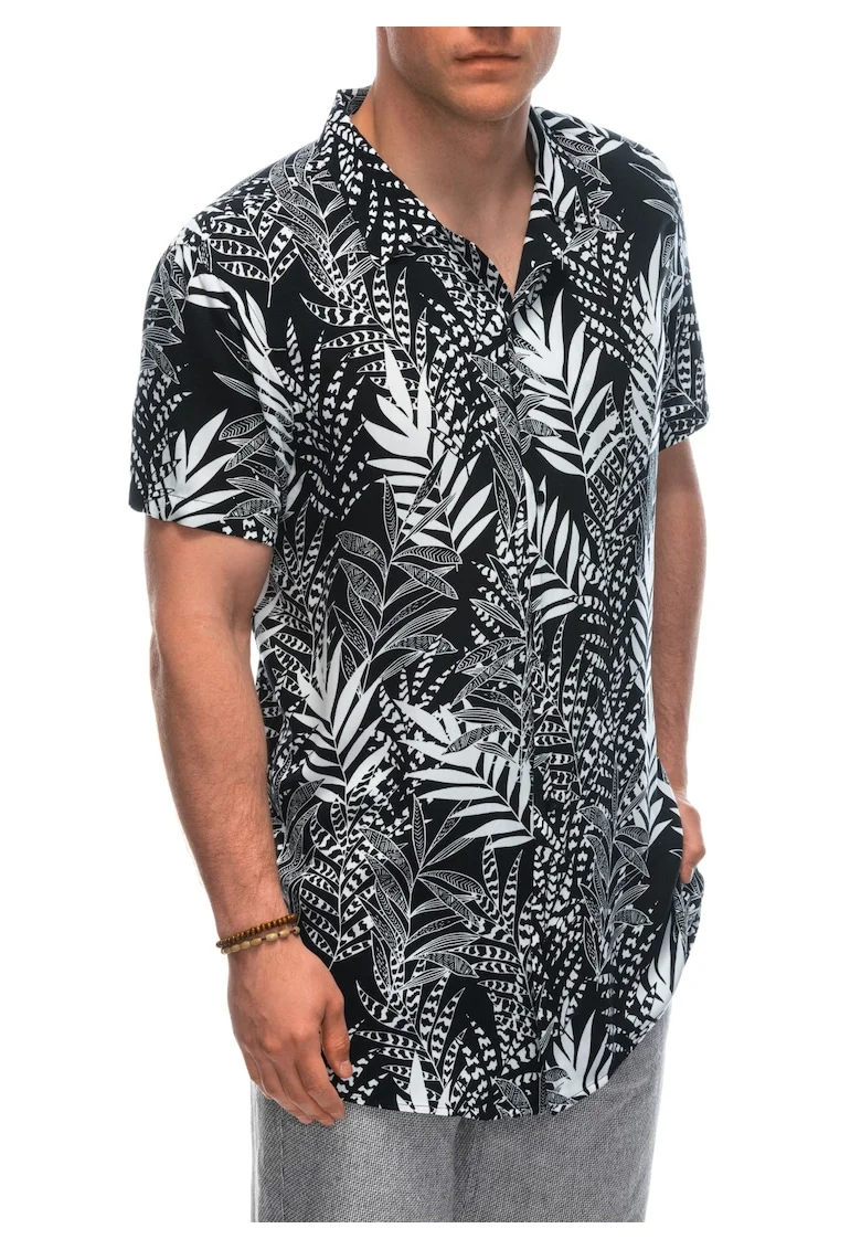Camasa de vascoza  OM-POSS-0127, Barbati, Negru
