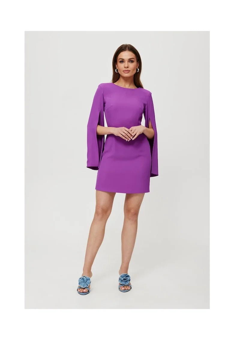Rochie dama, cu maneci cu croiala, Poliester, Rosu, Lavanda