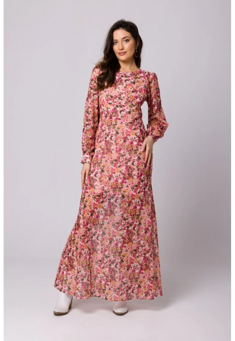 Rochie maxi florala cu spatele deschis,