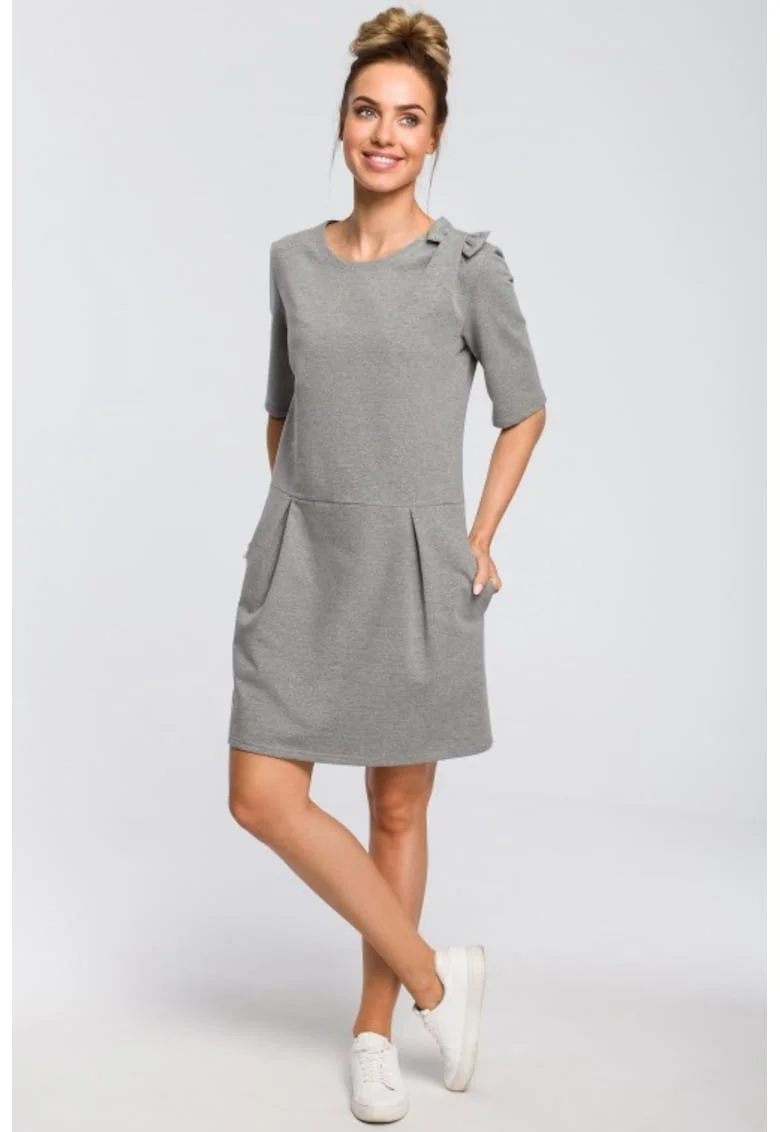 Rochie simpla cu funda pe umar,, Gri
