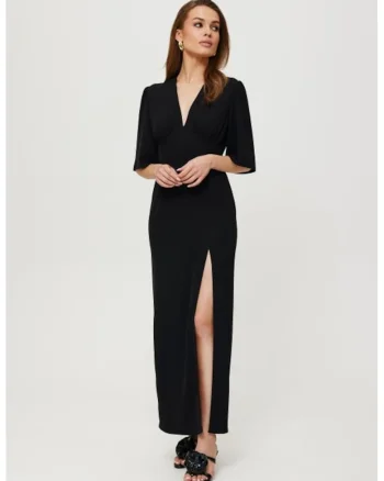 Rochie maxi cu crapatura pe picior,, Negru