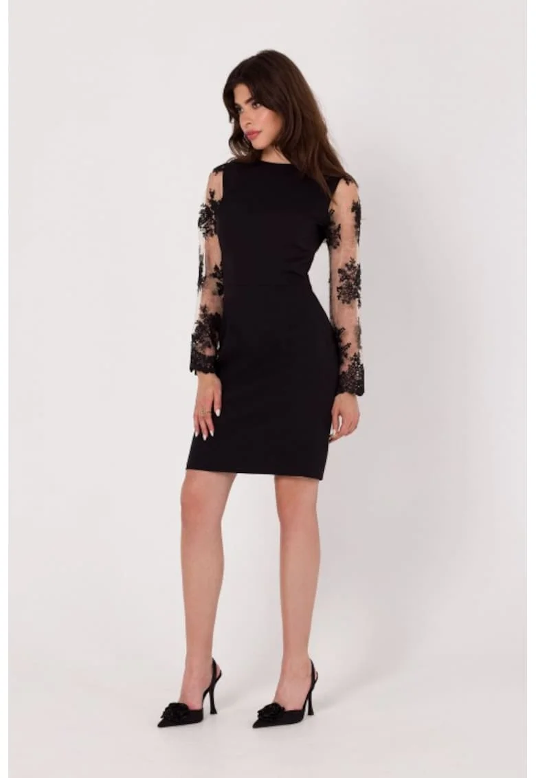 Rochie cu maneci dantela,, Negru