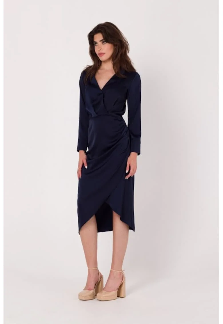 Rochie cu decolteu cache-coeur,, Albastru