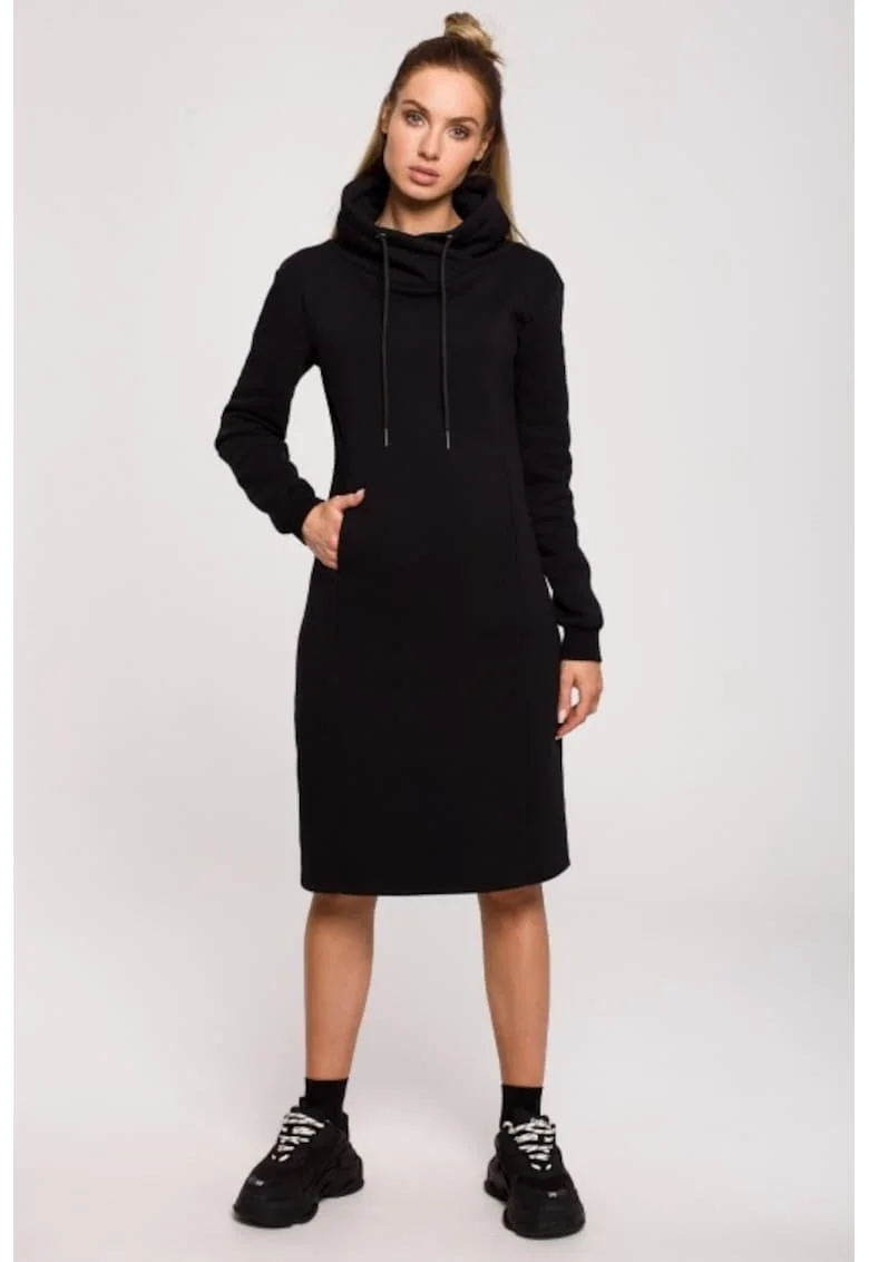 Rochie cu guler inalt,, Negru