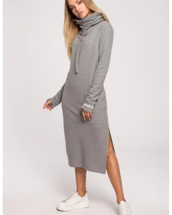 Rochie maxi cu guler inalt,, Gri