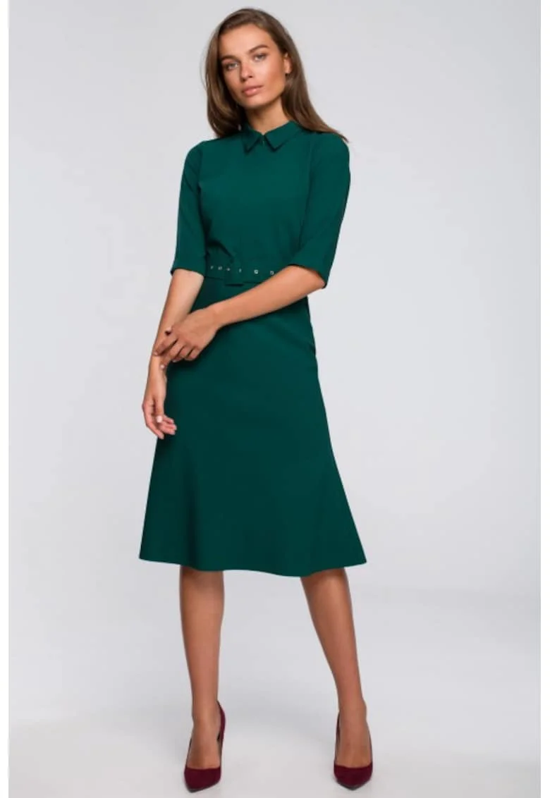 Rochie evazata cu curea,, Verde