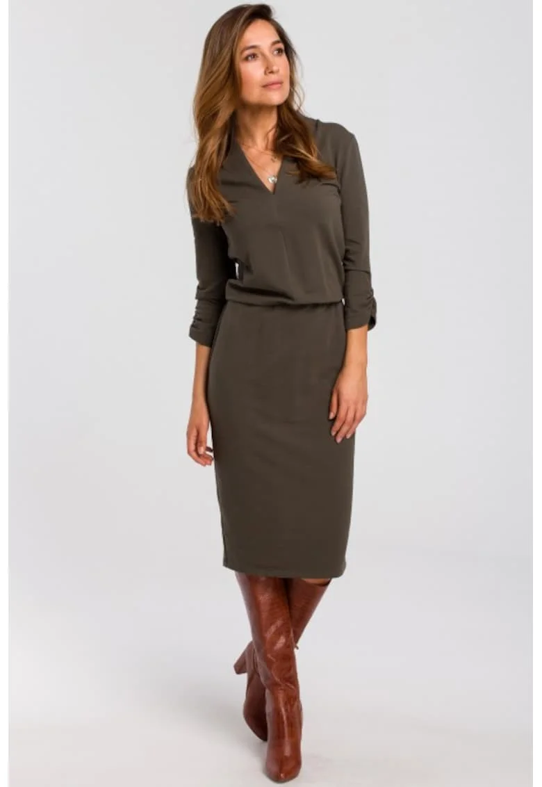 Rochie tricotata cu decolteu,, Verde