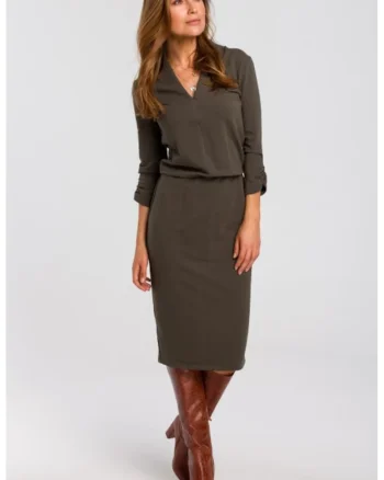 Rochie tricotata cu decolteu,, Verde