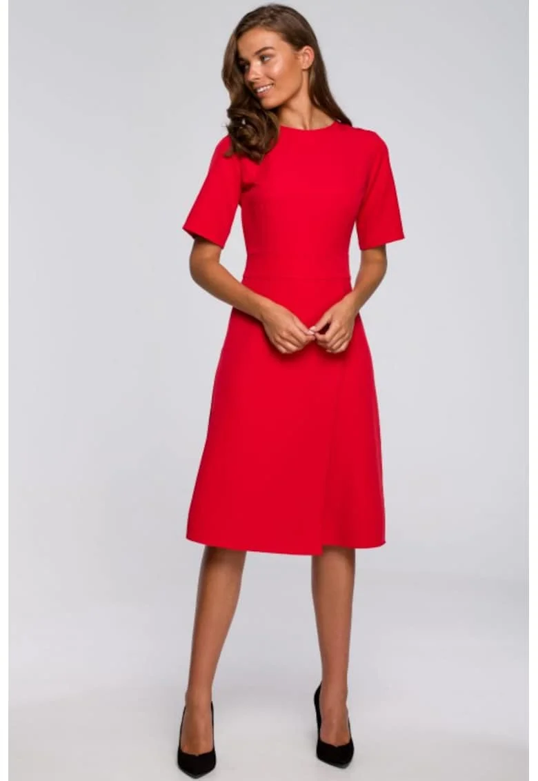 Rochie midi cu detaliu petrecut,, Rosu