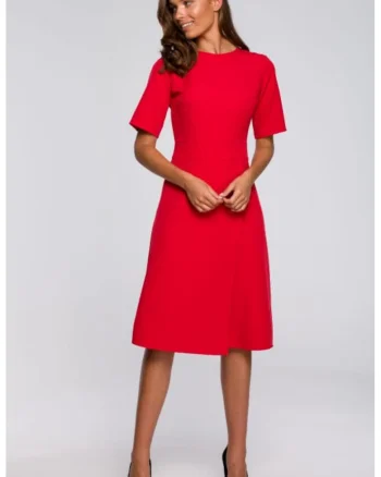 Rochie midi cu detaliu petrecut,, Rosu