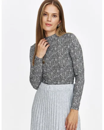 Bluza cu imprimeu, Negru/Alb optic