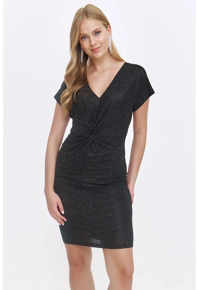 Rochie mini cu decolteu in V, Negru stins