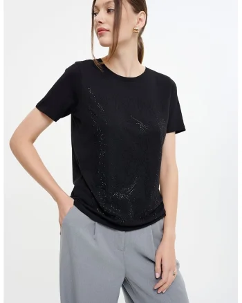Tricou din amestec de bumbac, Negru