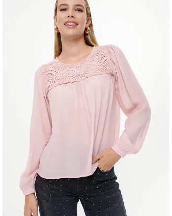 Bluza cu maneci lungi, Roz pastel