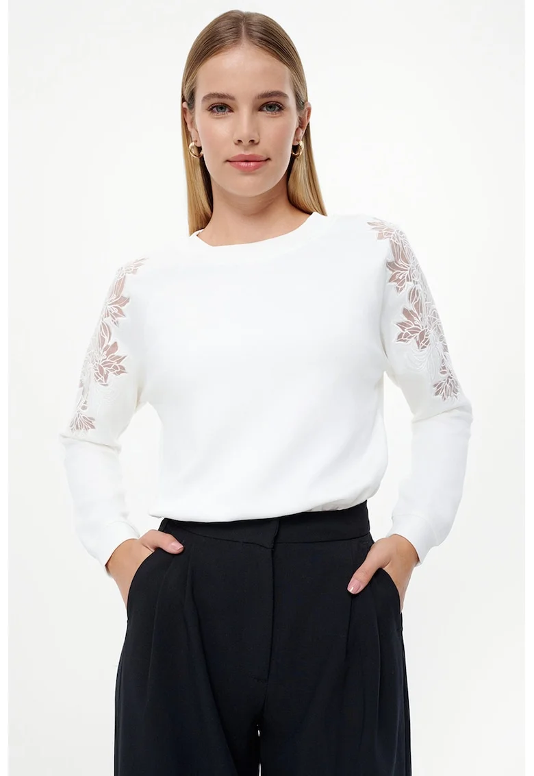 Bluza de trening cu maneci raglan, Alb optic