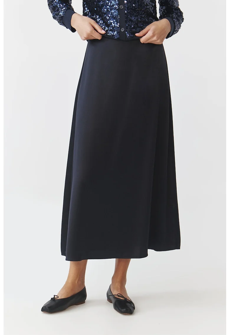 Fusta evazata cu model uni, Bleumarin