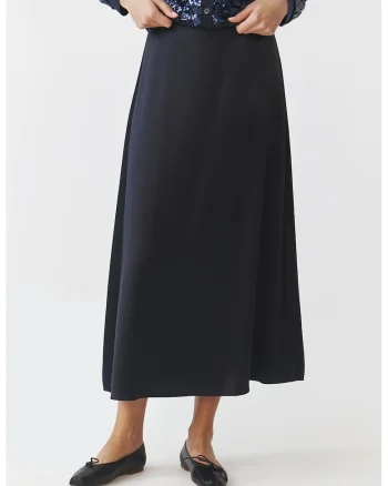 Fusta evazata cu model uni, Bleumarin