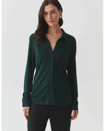 Camasa din amestec de lyocell, Verde padure