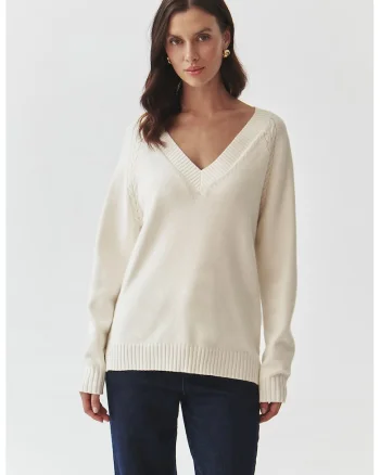 Pulover supradimensionat cu maneci raglan, Alb optic