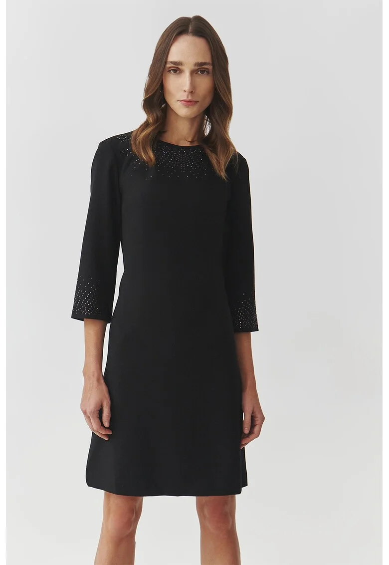 Rochie evazata cu strasuri, Negru