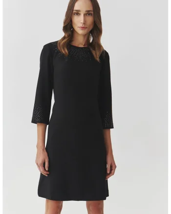 Rochie evazata cu strasuri, Negru