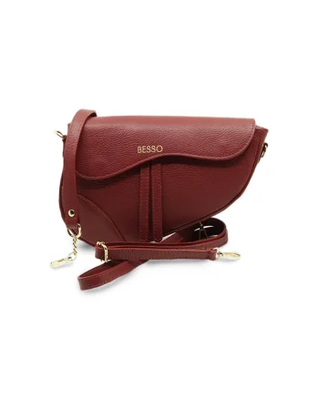 Geanta de mana din piele naturala Iconica, Dark Cherry