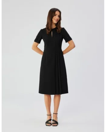 Rochie in A cu detalii plisate,, Negru