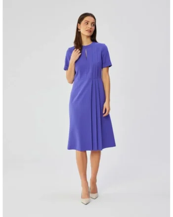 Rochie in A cu detalii plisate,, Violet
